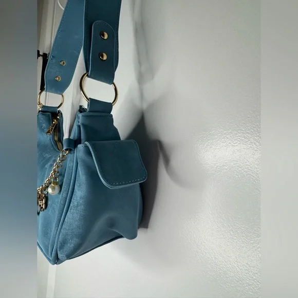 Aeropostale Light Blue Shoulder Bag with Charm Detail purse charms Y2K style - Picture 3 of 10